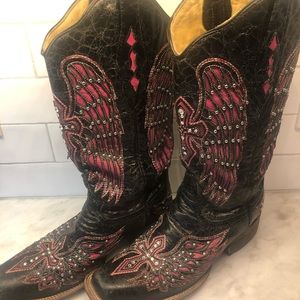 Black embellished cowboy boots